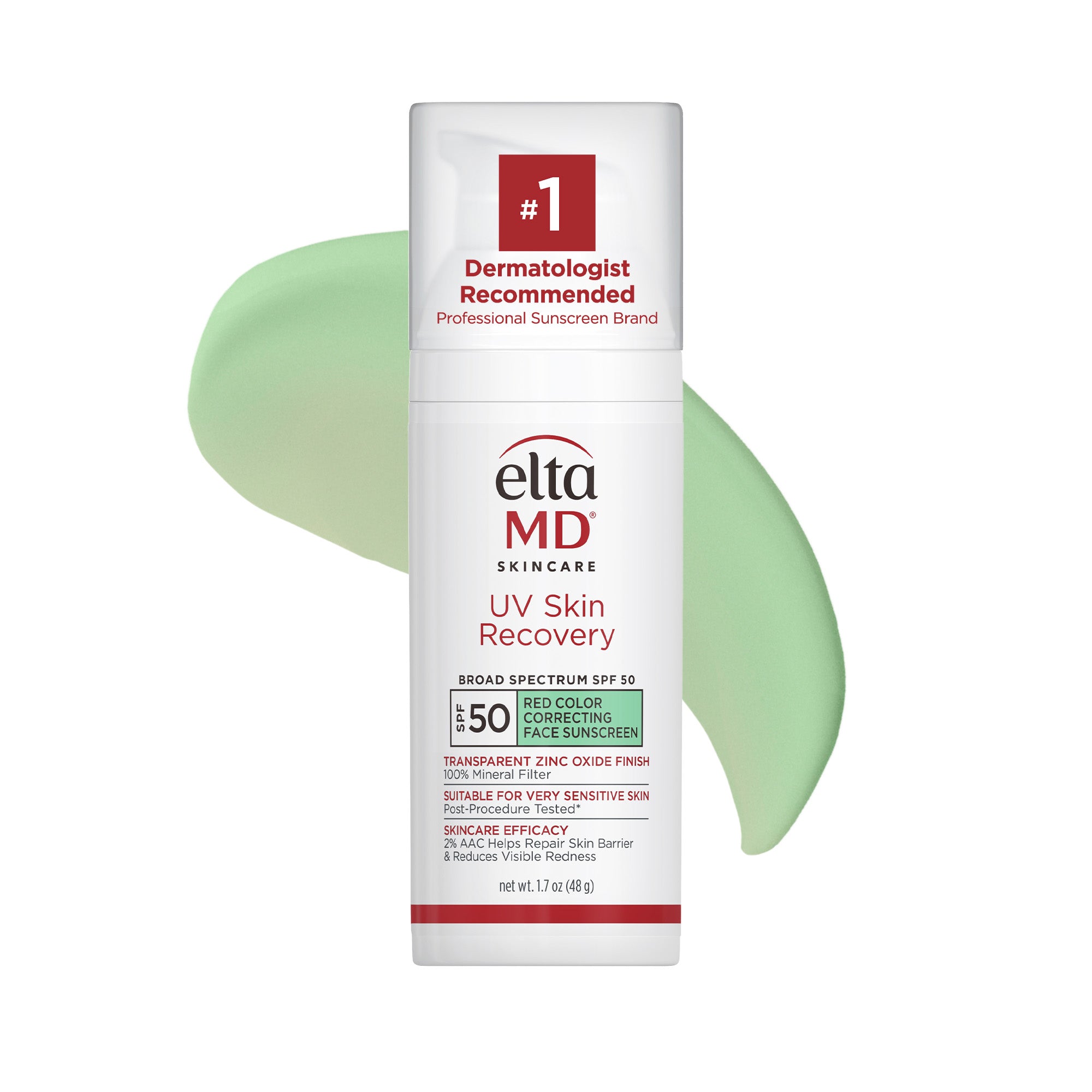 UV Skin Recovery Red Color Correcting Green Tint Broad Spectrum SPF 50